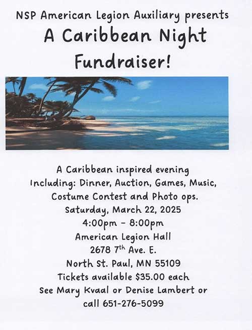 Caribbean Night Fundraiser March 22.