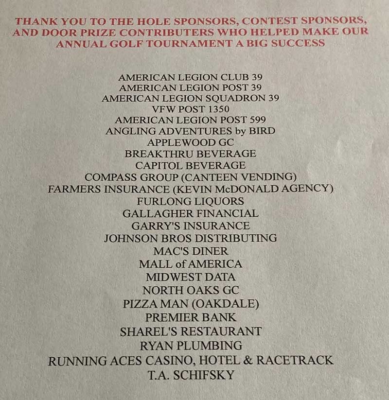 Golf Tournament 2026 Sponsors. Golf Tournament Sponsors.