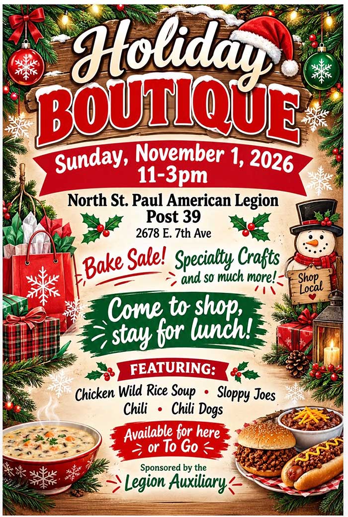Holiday Boutique November 1, 2026.