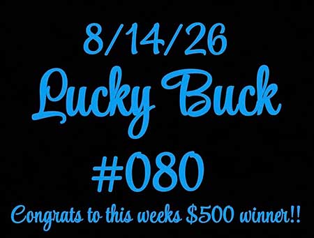 Lucky Buck Drawing win number August 14, 2026 is 080. Lucky Buck win number.