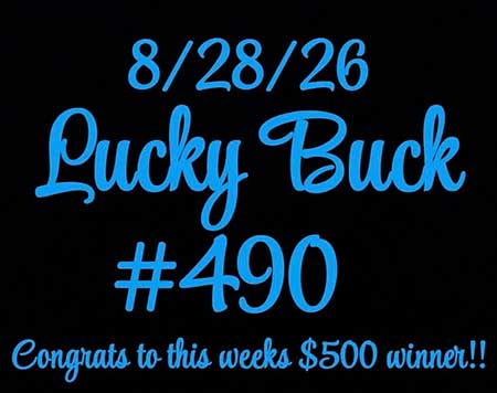 Lucky Buck win number August 29, 2026 is 490. Lucky Buck win number.