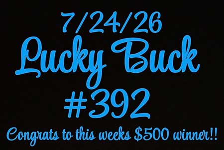 Luck Buck win number July 24, 2026 is 392. Lucky Buck win number.