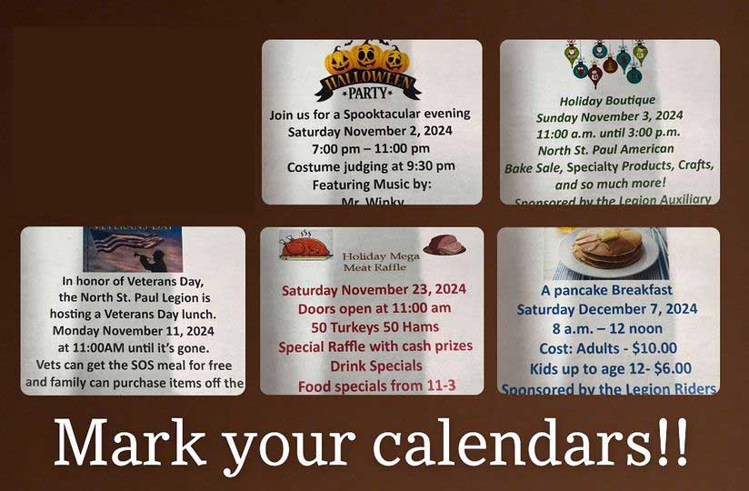 Upcoming events and fun at the Legion!