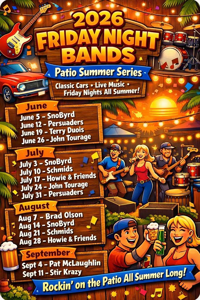 Friday Night Bands 2026 Patio Summer Series.