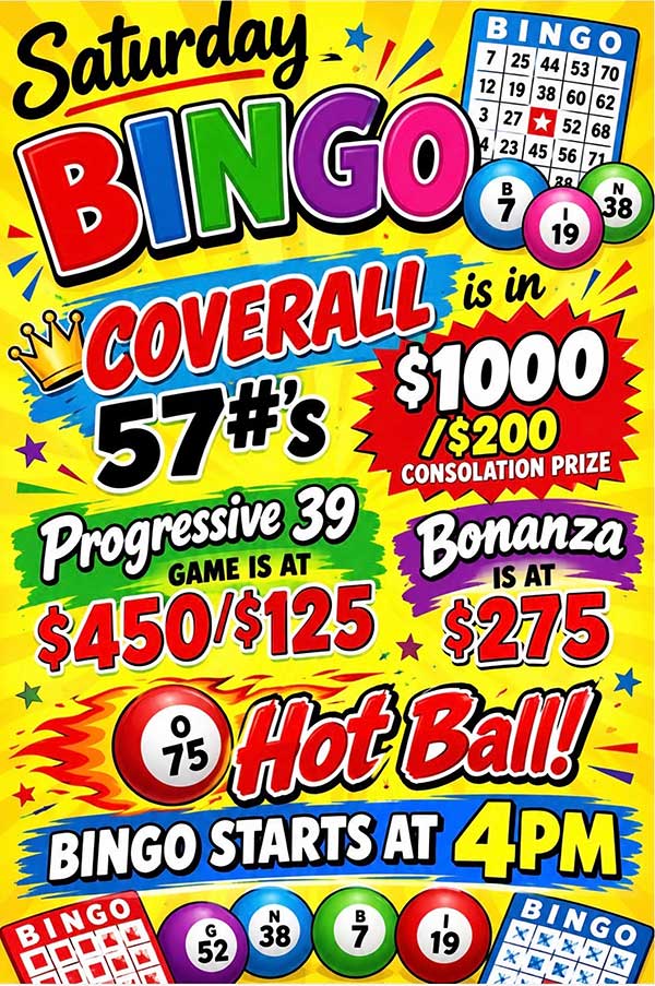 Saturday October 10, 2026 Bingo at the Legion N. St. Paul MN.