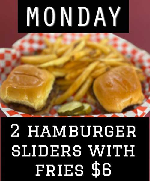 Sliders Special Monday Oct 21 at the Legion!