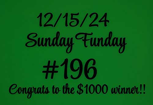 Sunday Funday win number Dec. 15.