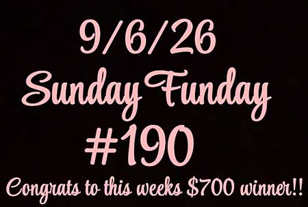 Sunday Funday Drawing win number September 6, 2026 is 190. Sunday Funday Drawing win number.