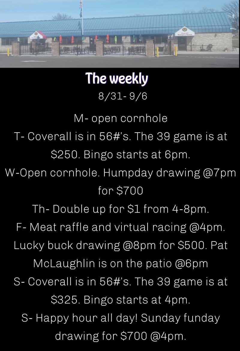 The Weekly events this week at the Legion.