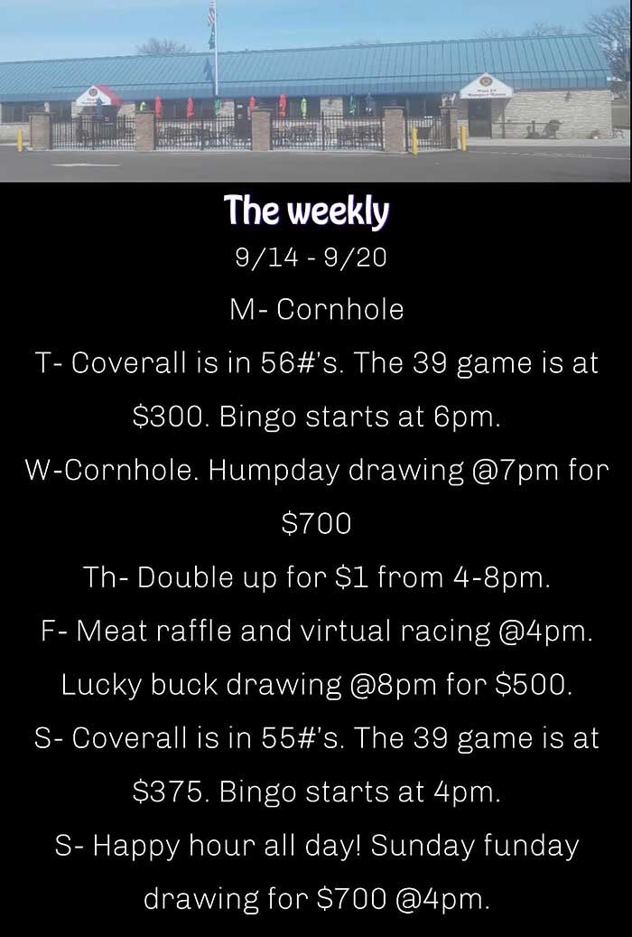 The Weekly Events Legion N. St. Paul MN Sept. 14, 2026.