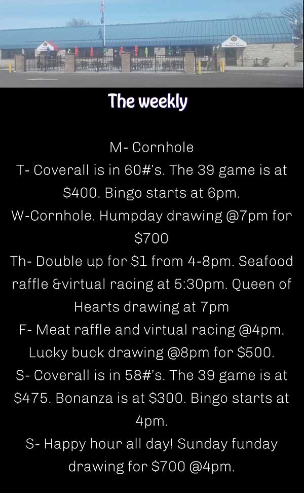 The Weekly events. The Weekly events.