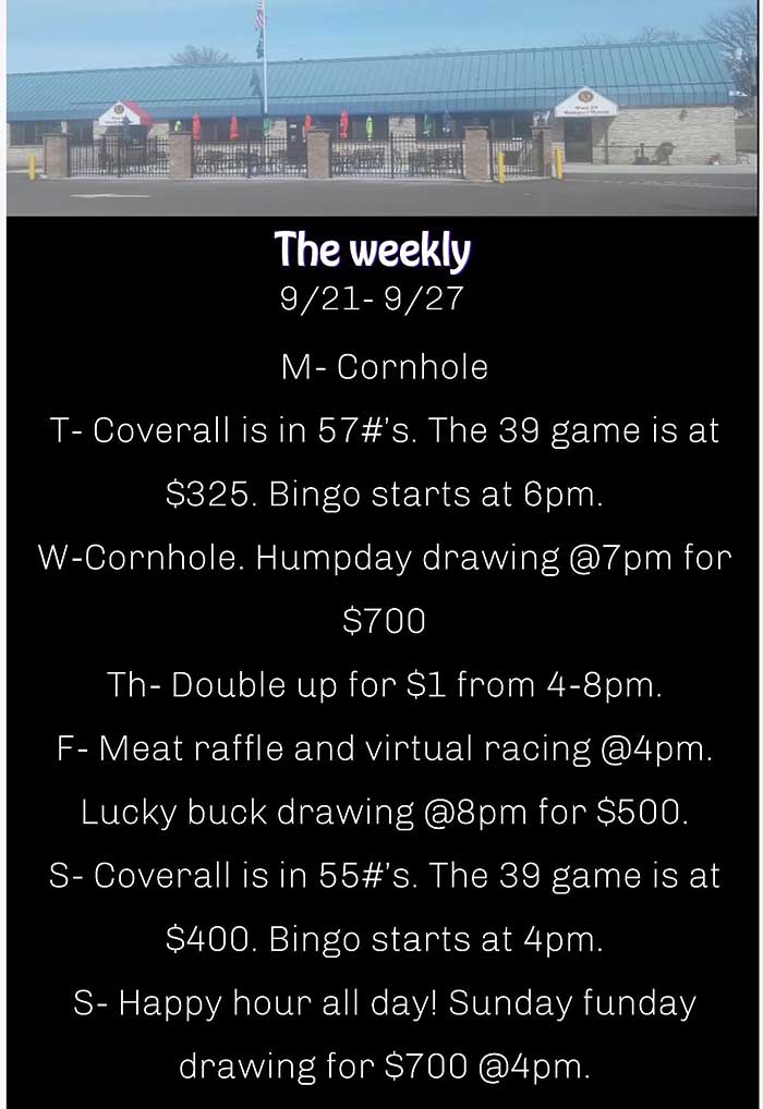The Weekly events Legion North Saint Paul Minnesota.