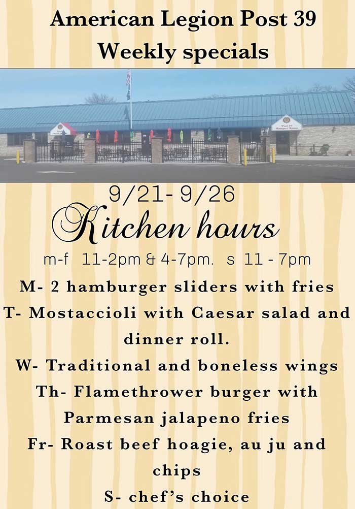 Weekly Specials food September 21, 2026.